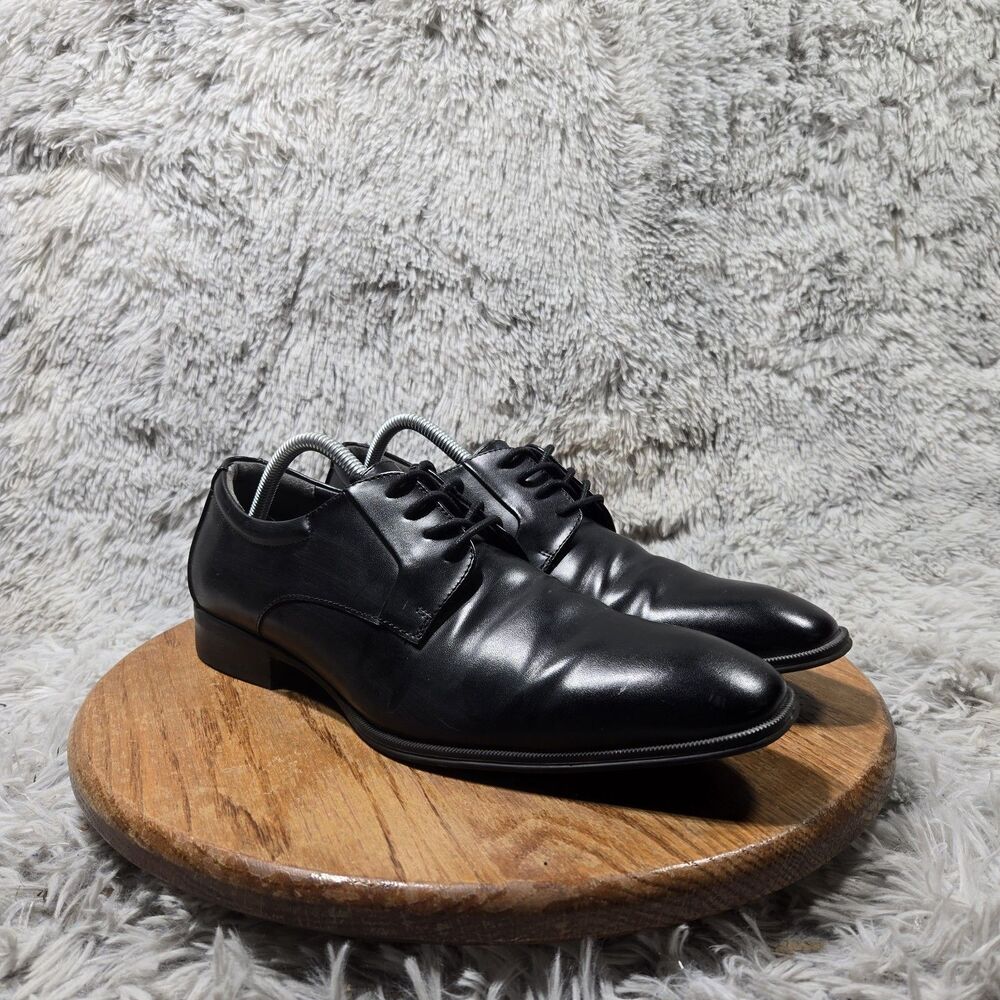 Alfani "Andrew" Mens Size 10M Solid Black Memory Foam Formal Oxford Dress Shoes